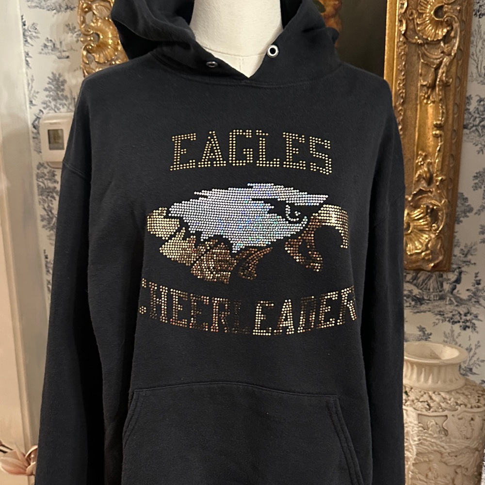 Eagles Cheerleader Hooded Sweatshirt in Medium black with glittering logo